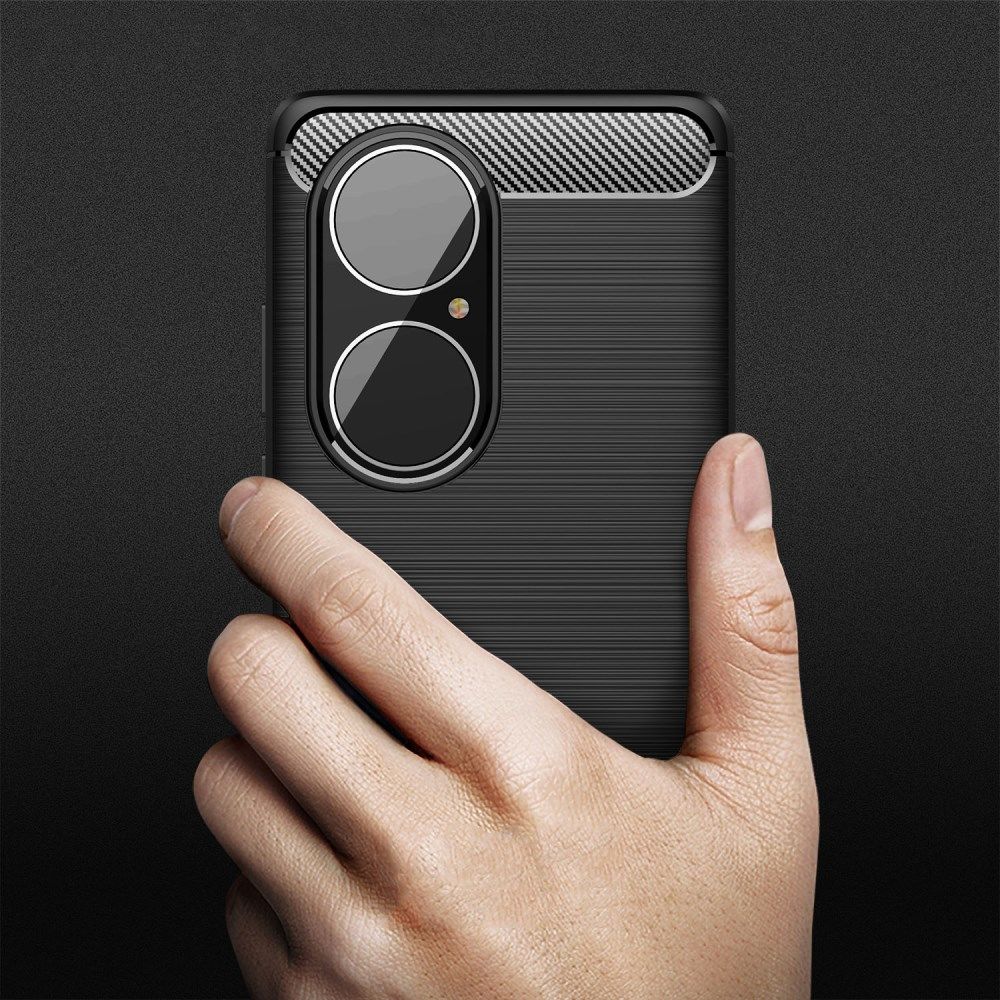Huawei P50 Pro Hoesje Geborsteld TPU Flexibele Back Cover Zwart afbeelding 12