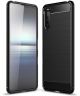 Sony Xperia 10 III Hoesje Geborsteld TPU Flexibele Back Cover Zwart