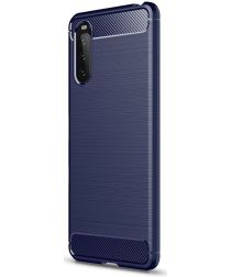 Sony Xperia 10 III Hoesje Geborsteld TPU Flexibele Back Cover Blauw