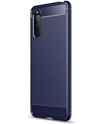 Sony Xperia 10 III Hoesje Geborsteld TPU Flexibele Back Cover Blauw Hoesjes