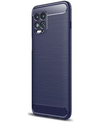 Motorola Moto G100 Hoesje Geborsteld TPU Flexibele Back Cover Blauw