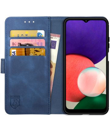 Rosso Element Samsung Galaxy A22 5G Hoesje Book Cover Blauw Hoesjes
