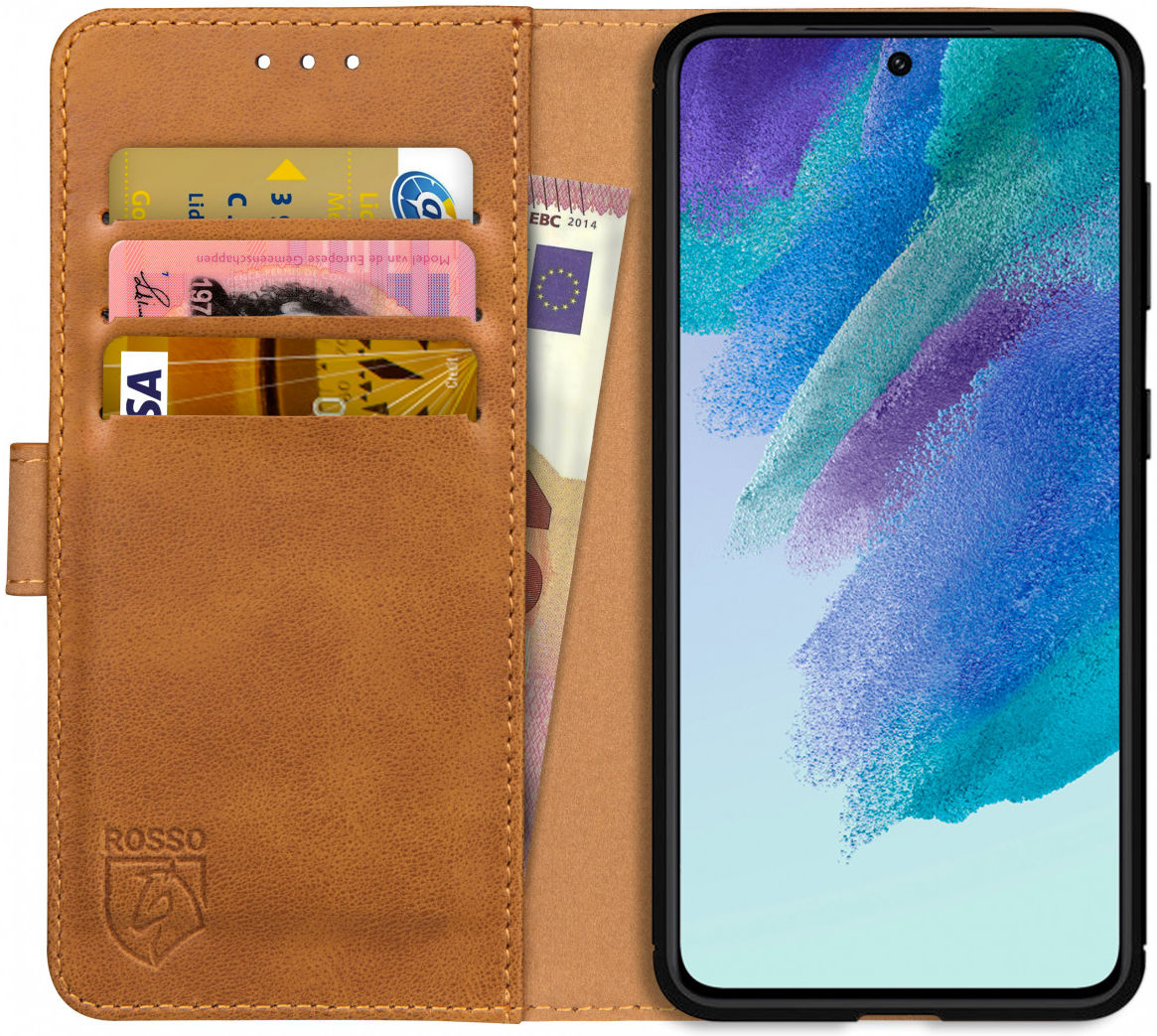 Rosso Element Samsung Galaxy S21 FE Hoesje Book Cover Lichtbruin afbeelding 1