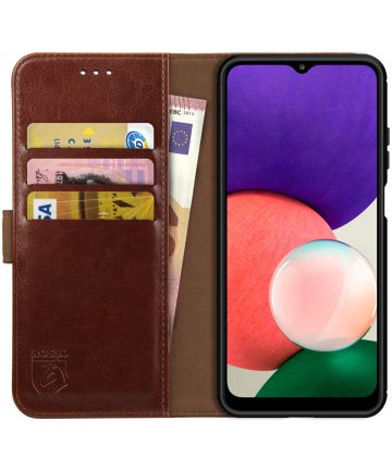 Rosso Element Samsung Galaxy A22 5G Hoesje Book Cover Bruin Hoesjes