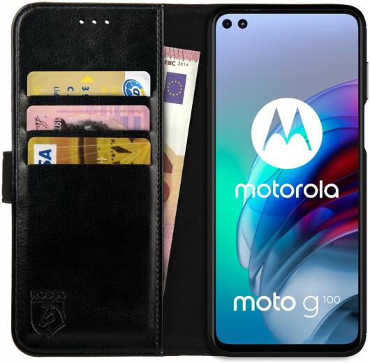 Rosso Element Motorola Moto G100 Hoesje Book Cover Zwart afbeelding 1