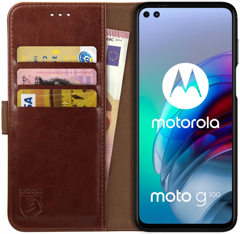 Rosso Element Motorola Moto G100 Hoesje Book Cover Bruin afbeelding 1