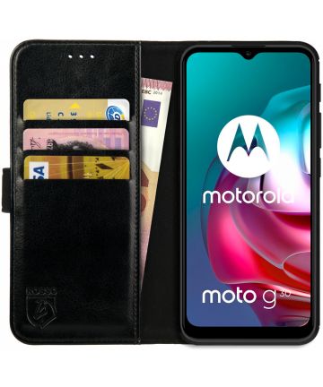 Rosso Element Motorola Moto G10/G20/G30 Hoesje Book Cover Wallet Zwart Hoesjes