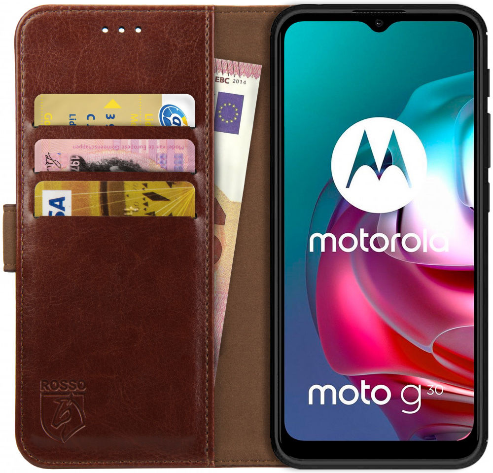 Rosso Element Motorola Moto G10/G20/G30 Hoesje Book Cover Wallet Bruin afbeelding 1