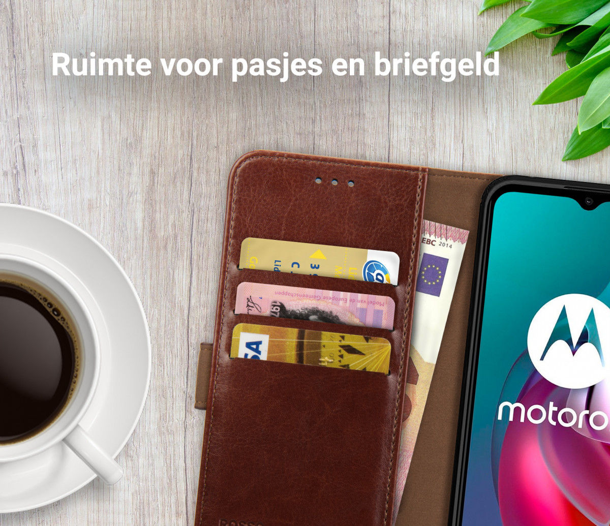 Rosso Element Motorola Moto G10/G20/G30 Hoesje Book Cover Wallet Bruin afbeelding 6