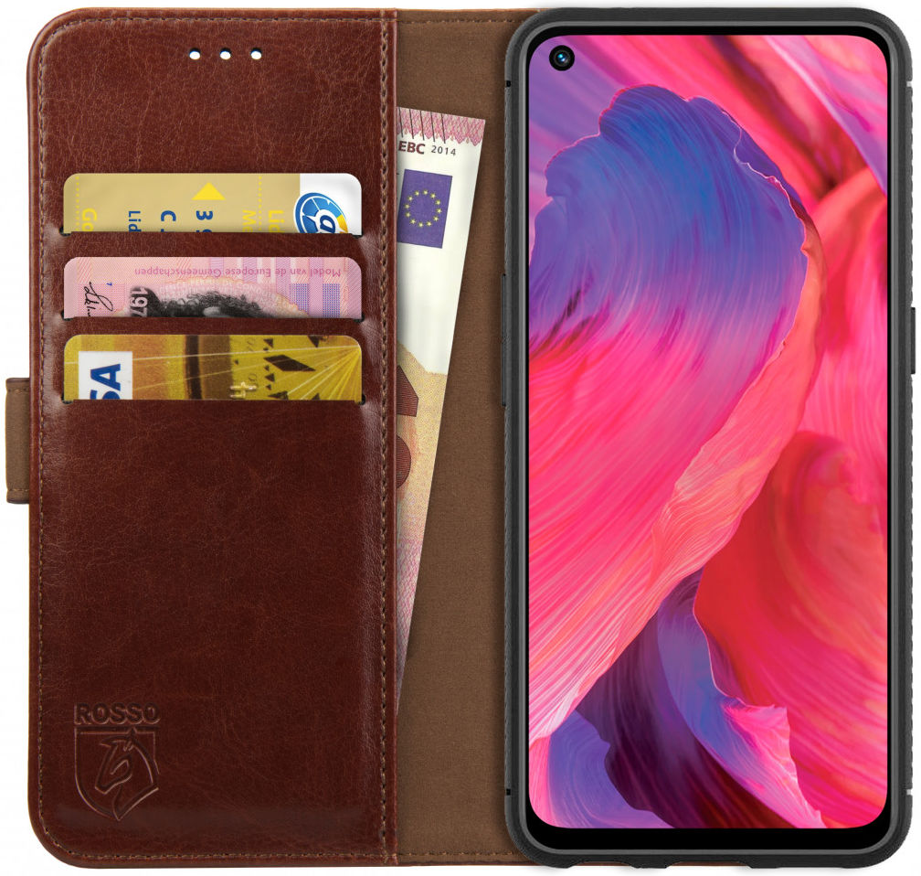 Rosso Element Oppo A74 5G Hoesje Book Cover Wallet Bruin afbeelding 1