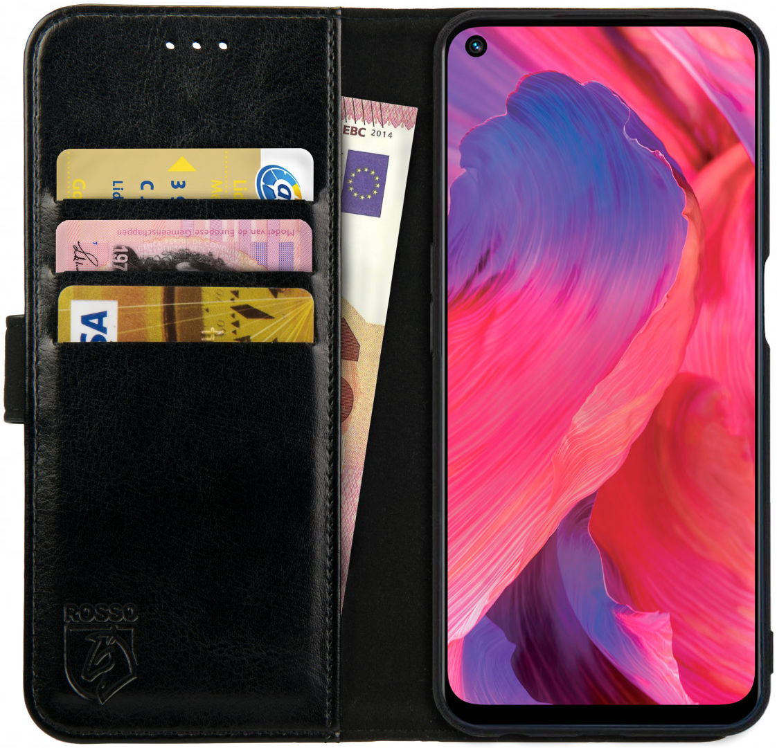 Rosso Element Oppo A54 Hoesje Book Cover Wallet Zwart afbeelding 1