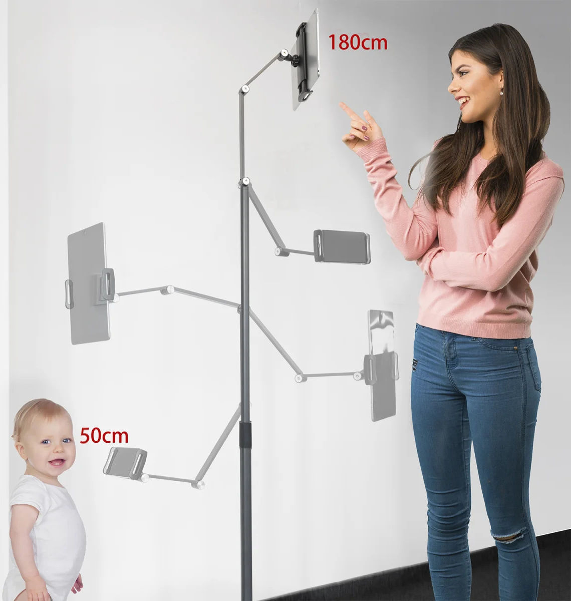 4smarts ErgoFix Universele Vloer Standaard Smartphone / Tablet Wit afbeelding 6