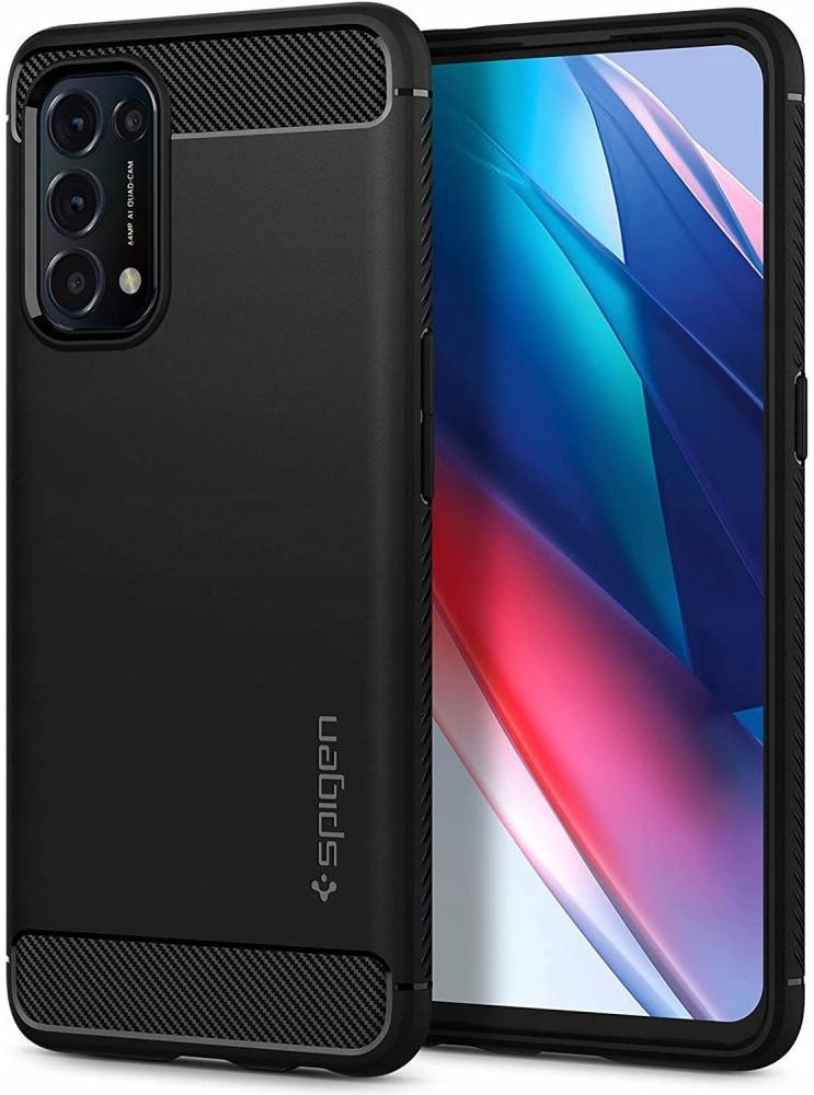 Spigen Rugged Armor Oppo Find X3 Lite / Reno5 Hoesje Back Cover Zwart afbeelding 1
