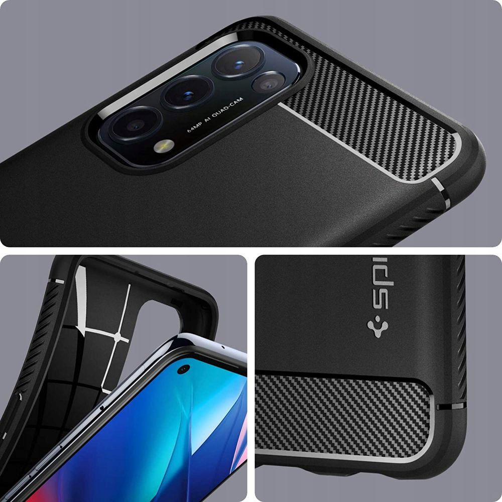 Spigen Rugged Armor Oppo Find X3 Lite / Reno5 Hoesje Back Cover Zwart afbeelding 4