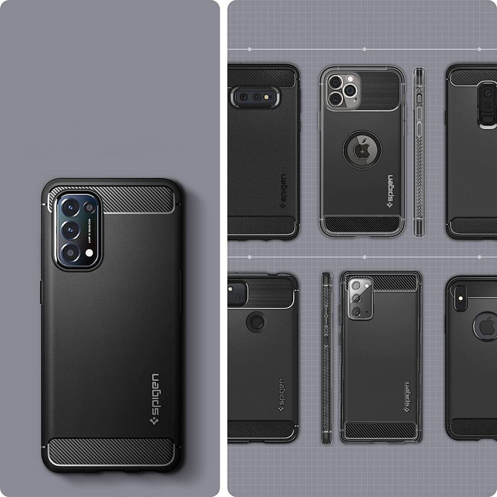Spigen Rugged Armor Oppo Find X3 Lite / Reno5 Hoesje Back Cover Zwart afbeelding 5