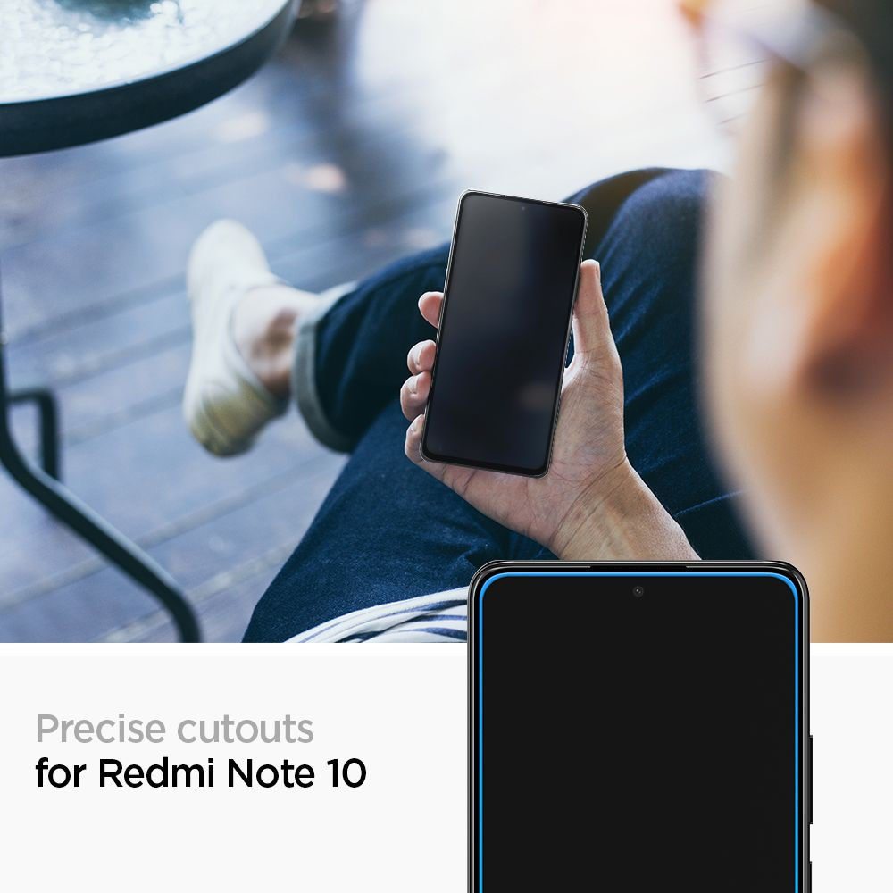 Spigen Glass Xiaomi Redmi Note 10 Tempered Glass Zwart afbeelding 7