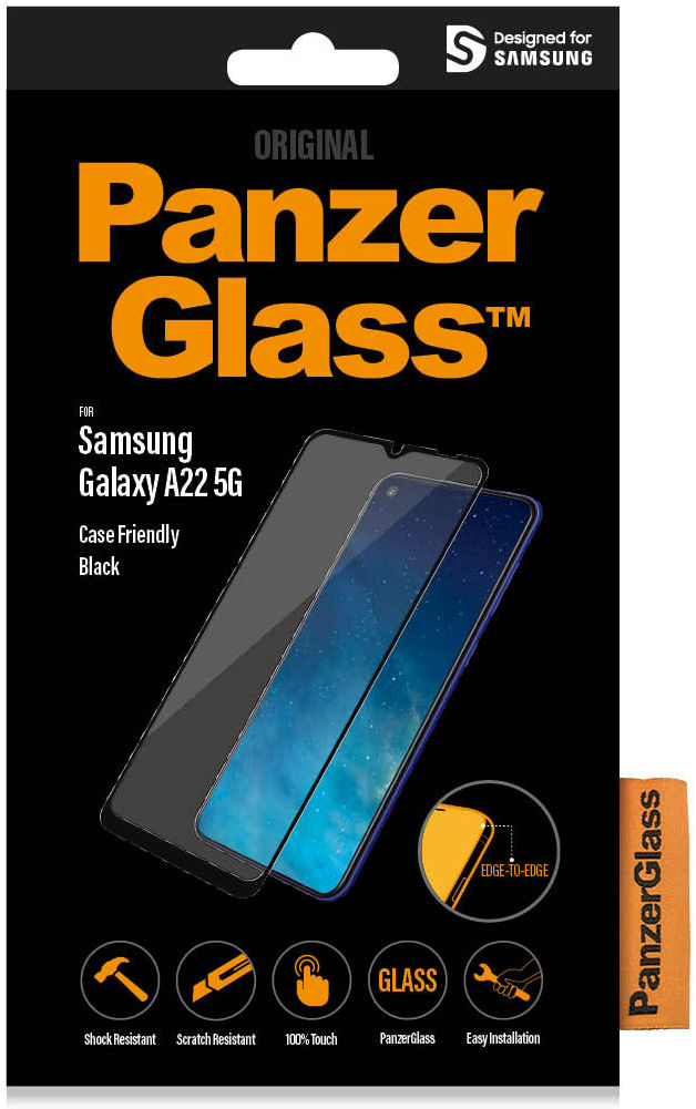 PanzerGlass Samsung Galaxy A22 5G Screen Protector Case Friendly Zwart afbeelding 1