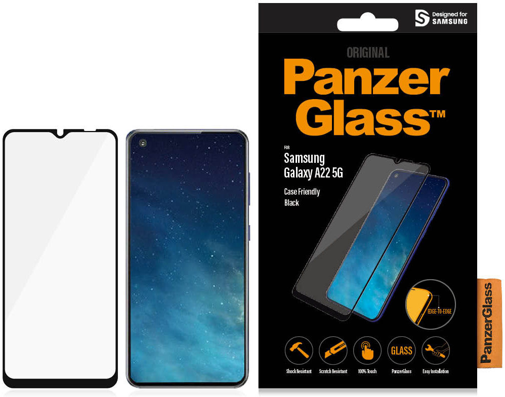 PanzerGlass Samsung Galaxy A22 5G Screen Protector Case Friendly Zwart afbeelding 3
