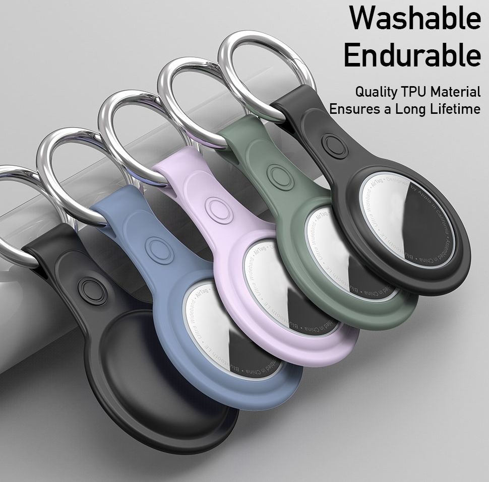 Dux Ducis Apple AirTag Sleutelhanger Zwart/Roze/Blauw/Groen (4-Pack) afbeelding 7
