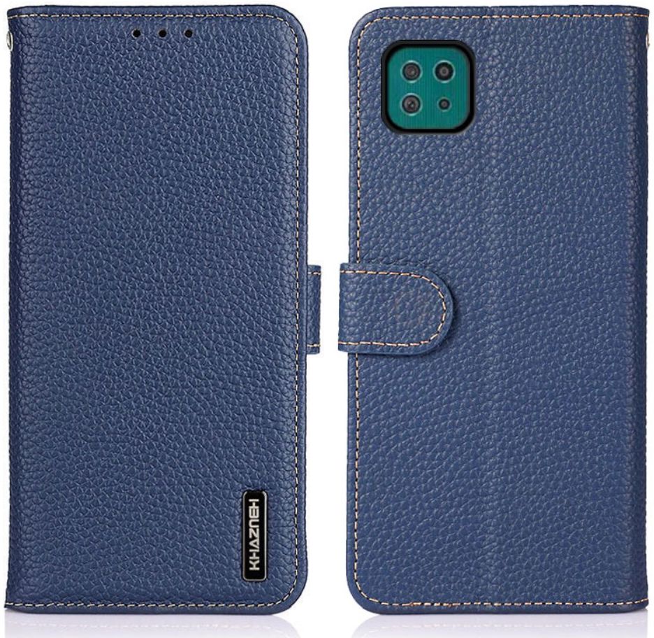 KHAZNEH Samsung Galaxy A22 5G Hoesje Portemonnee Echt Leer Blauw afbeelding 5