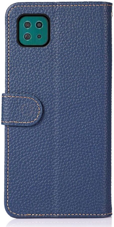KHAZNEH Samsung Galaxy A22 5G Hoesje Portemonnee Echt Leer Blauw afbeelding 3