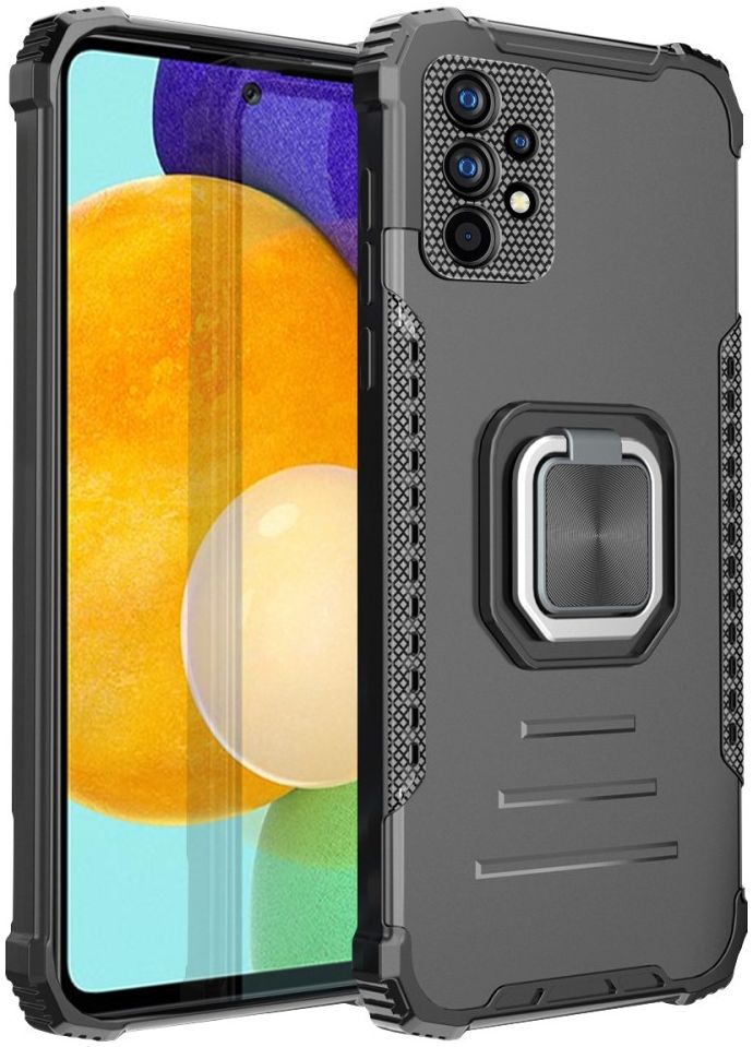 Samsung Galaxy A52(S) Hoesje met Metalen Magnetische Kickstand Zwart afbeelding 1