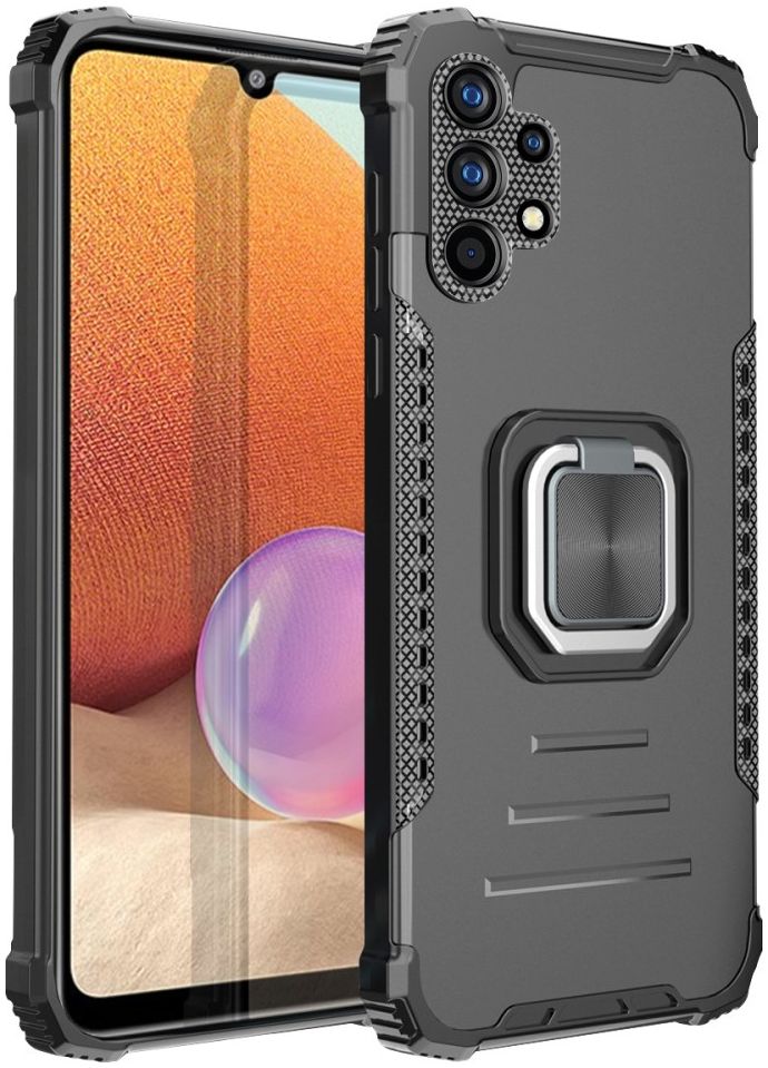 Samsung Galaxy A32 4G Hoesje met Metalen Magnetische Kickstand Zwart afbeelding 1