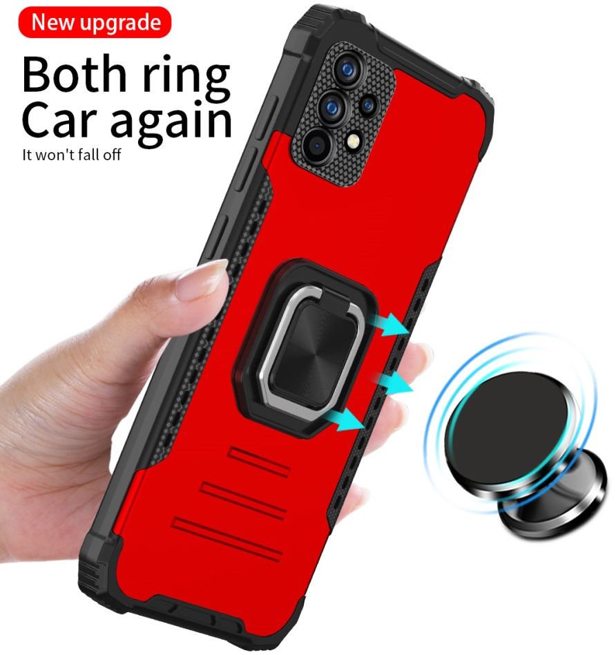 Samsung Galaxy A32 4G Hoesje met Metalen Magnetische Kickstand Zwart afbeelding 4