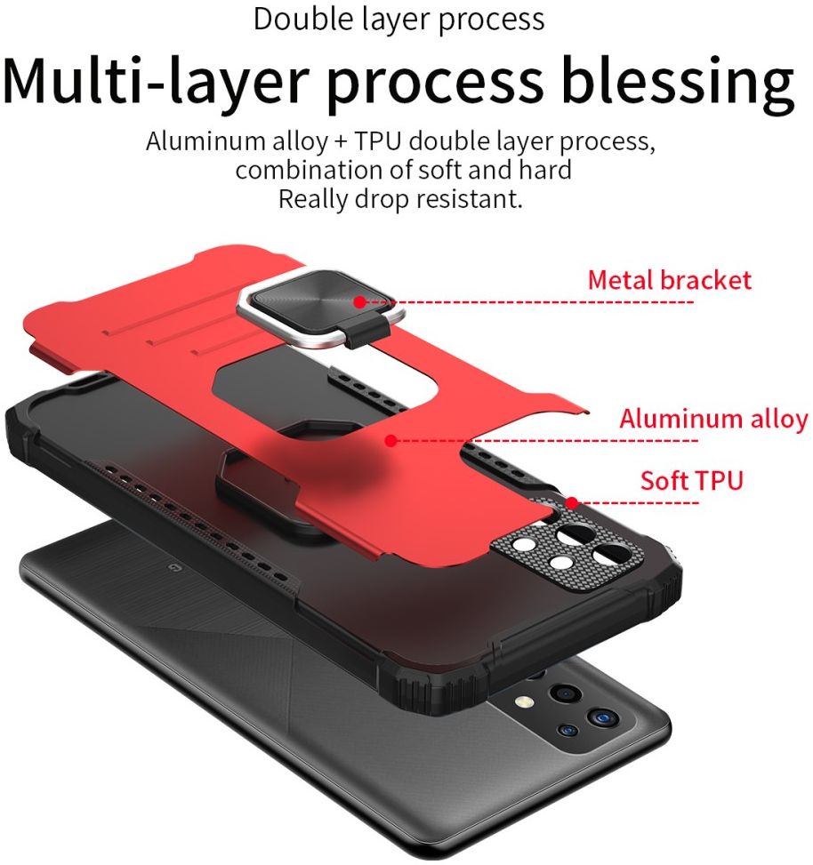 Samsung Galaxy A32 4G Hoesje met Metalen Magnetische Kickstand Zwart afbeelding 5