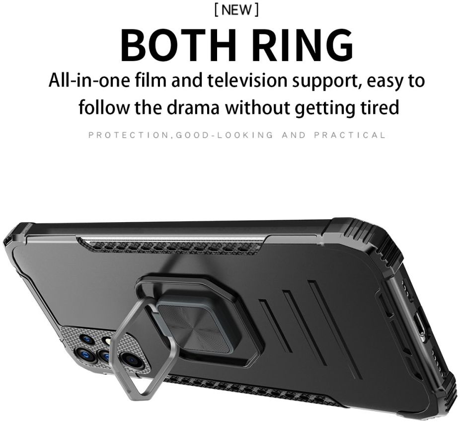 Samsung Galaxy A32 4G Hoesje met Metalen Magnetische Kickstand Zwart afbeelding 6