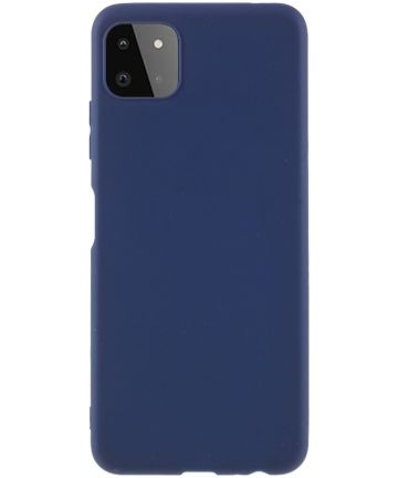 Samsung Galaxy A22 5G Hoesje Dun TPU Matte Back Cover Donker Blauw Hoesjes