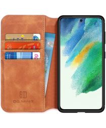 DG Ming Samsung Galaxy S21 FE Hoesje Retro Wallet Book Case Lichtbruin
