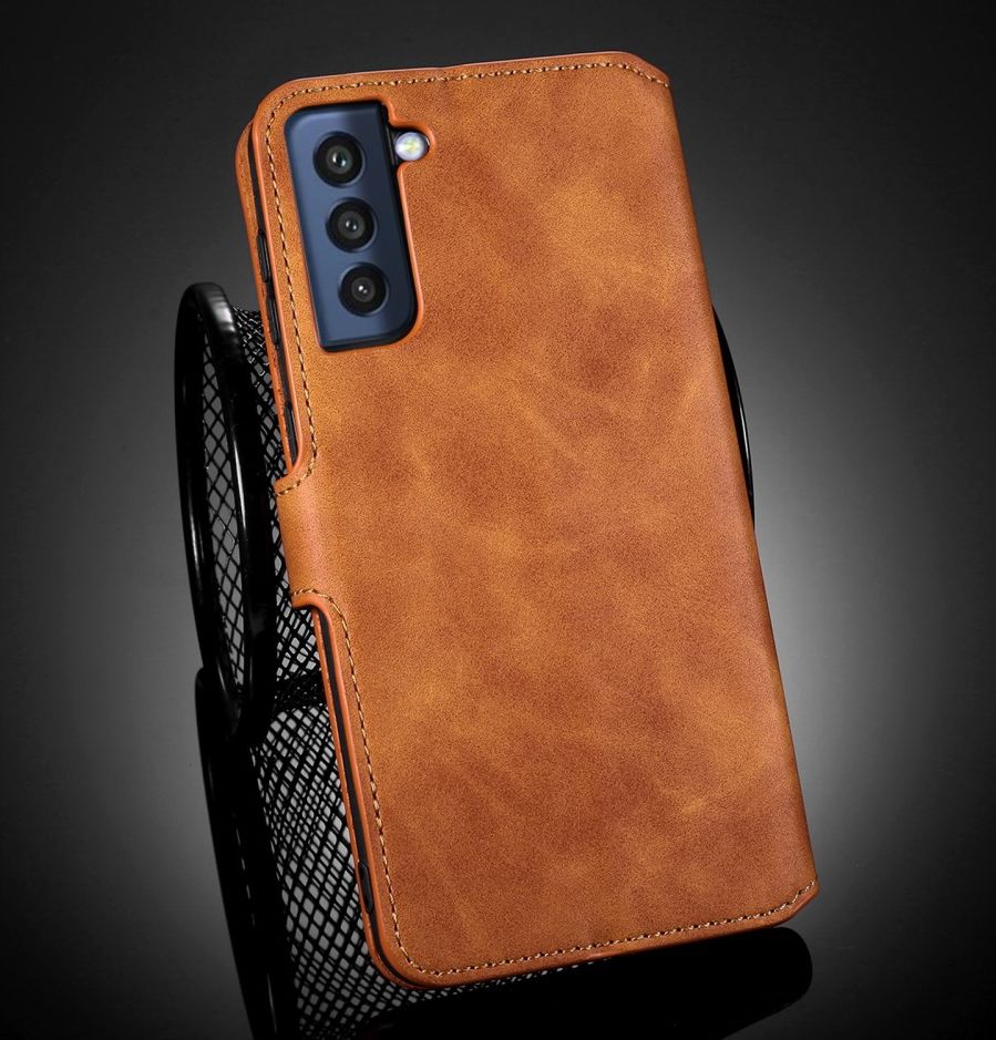 DG Ming Samsung Galaxy S21 FE Hoesje Retro Wallet Book Case Lichtbruin afbeelding 10