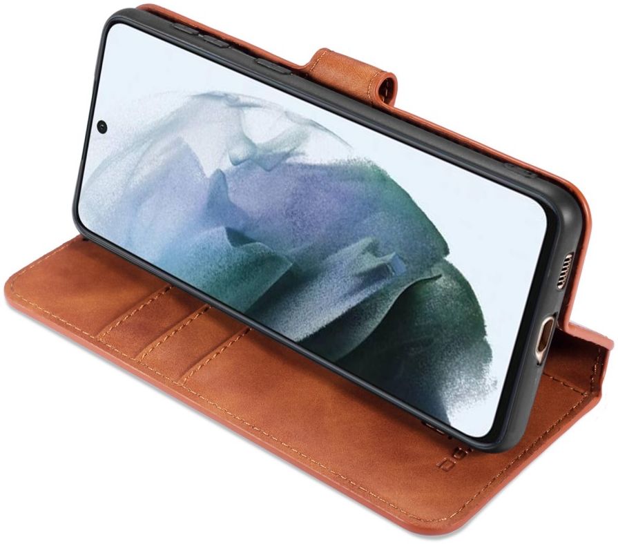 DG Ming Samsung Galaxy S21 FE Hoesje Retro Wallet Book Case Lichtbruin afbeelding 4