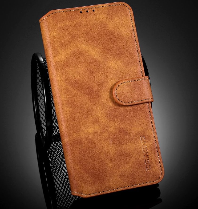 DG Ming Samsung Galaxy S21 FE Hoesje Retro Wallet Book Case Lichtbruin afbeelding 9
