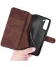 DG Ming Samsung Galaxy S21 FE Hoesje Retro Wallet Book Case Bruin