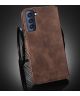 DG Ming Samsung Galaxy S21 FE Hoesje Retro Wallet Book Case Bruin
