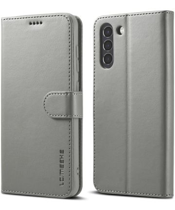 LC.IMEEKE Samsung Galaxy S21 FE Hoesje Wallet Book Case Grijs Hoesjes