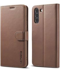 LC.IMEEKE Samsung Galaxy S21 FE Hoesje Wallet Book Case Bruin