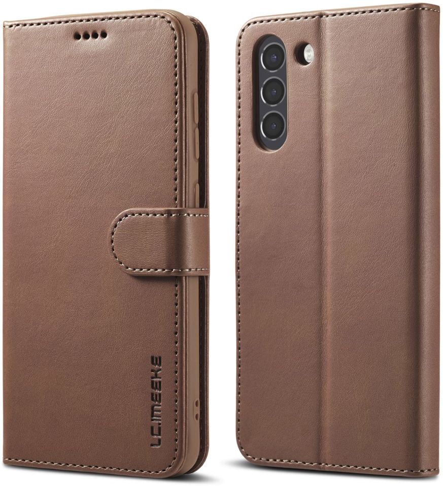 LC.IMEEKE Samsung Galaxy S21 FE Hoesje Wallet Book Case Bruin afbeelding 1