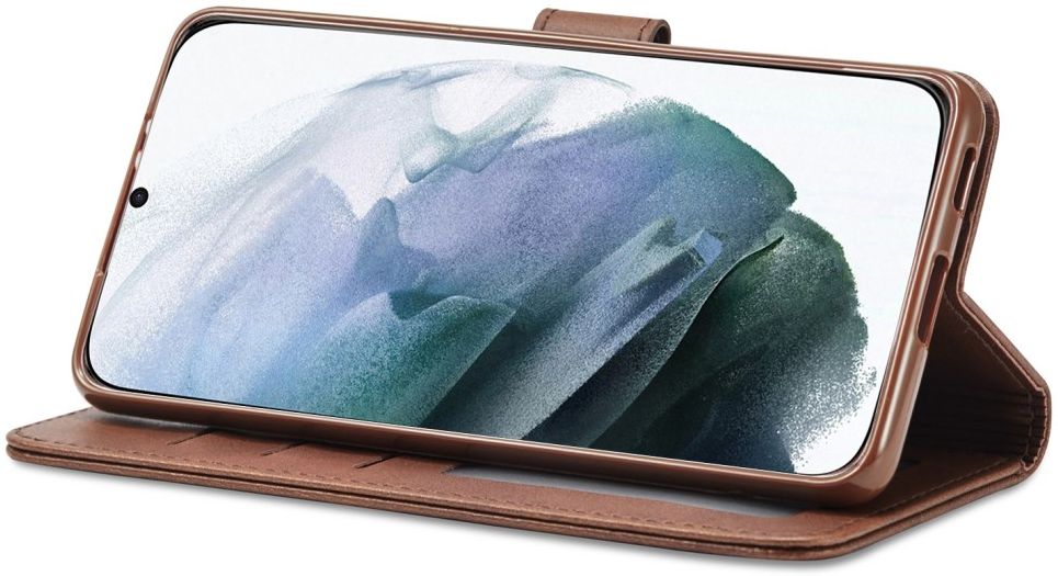 LC.IMEEKE Samsung Galaxy S21 FE Hoesje Wallet Book Case Bruin afbeelding 4