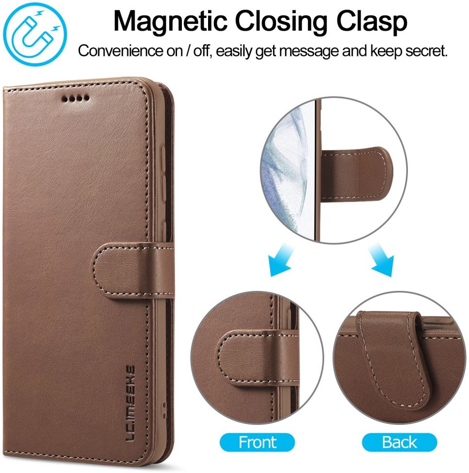 LC.IMEEKE Samsung Galaxy S21 FE Hoesje Wallet Book Case Bruin afbeelding 8