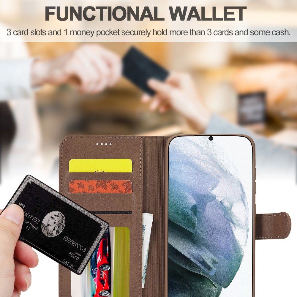LC.IMEEKE Samsung Galaxy S21 FE Hoesje Wallet Book Case Bruin afbeelding 9