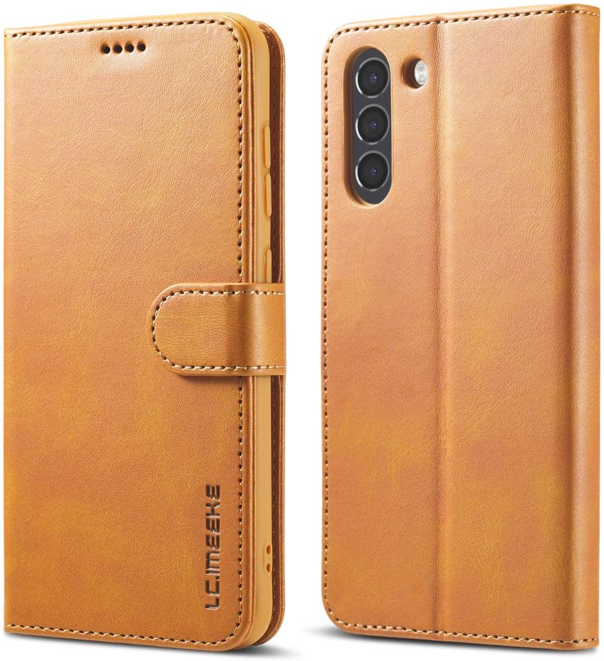LC.IMEEKE Samsung Galaxy S21 FE Hoesje Wallet Book Case Lichtbruin afbeelding 1