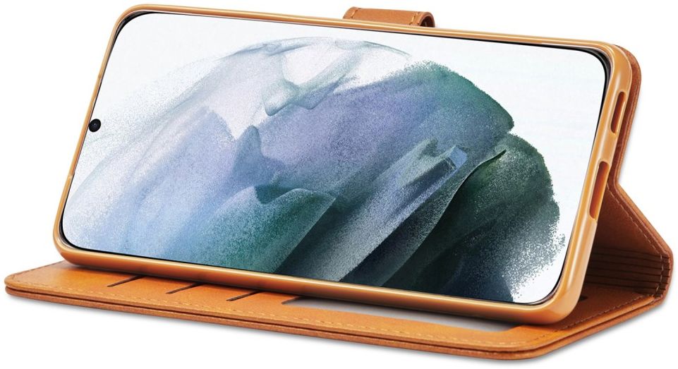 LC.IMEEKE Samsung Galaxy S21 FE Hoesje Wallet Book Case Lichtbruin afbeelding 4