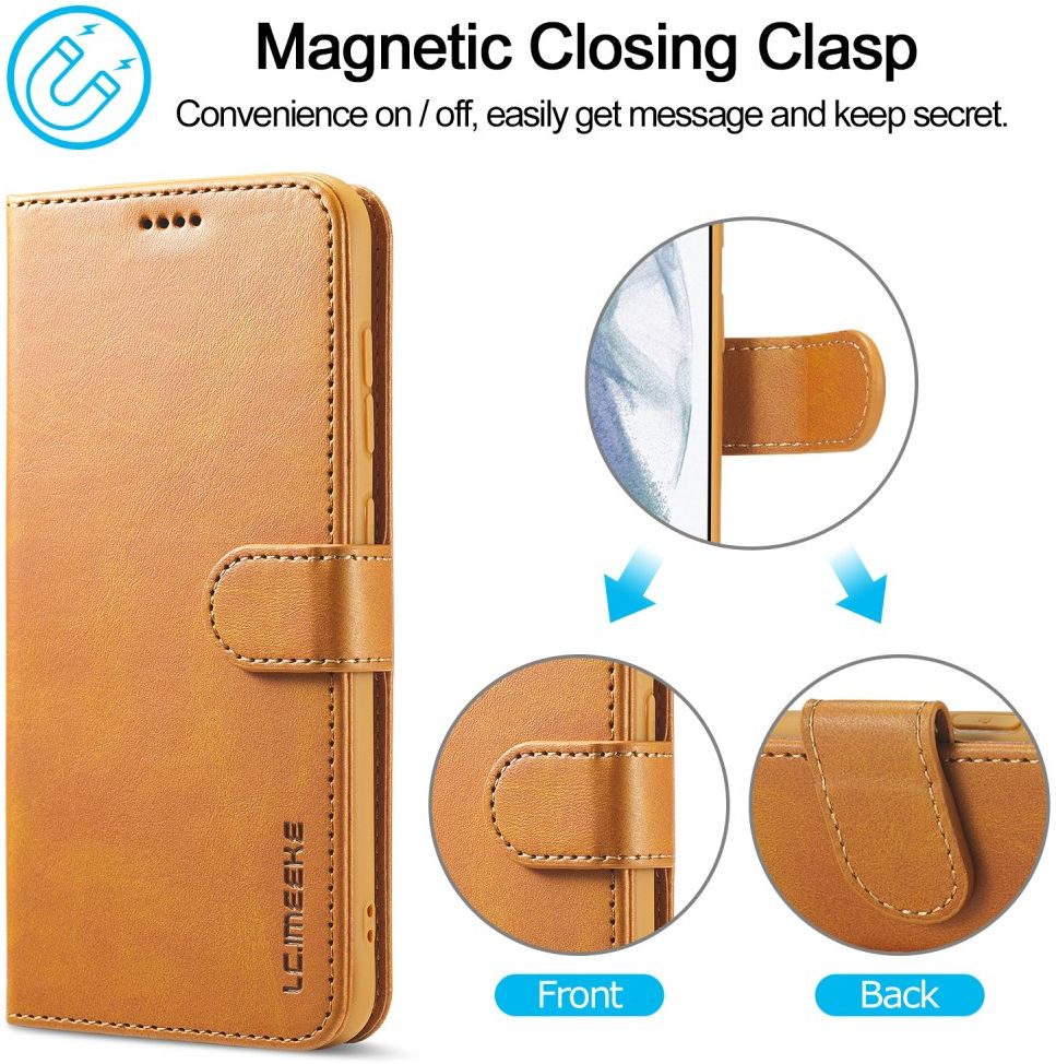 LC.IMEEKE Samsung Galaxy S21 FE Hoesje Wallet Book Case Lichtbruin afbeelding 8