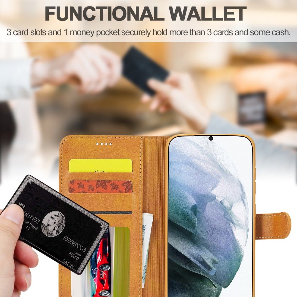 LC.IMEEKE Samsung Galaxy S21 FE Hoesje Wallet Book Case Lichtbruin afbeelding 9