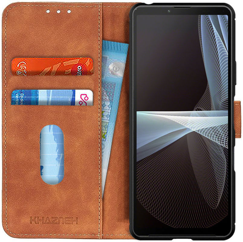 KHAZNEH Sony Xperia 10 III Hoesje Retro Wallet Book Case Bruin afbeelding 1