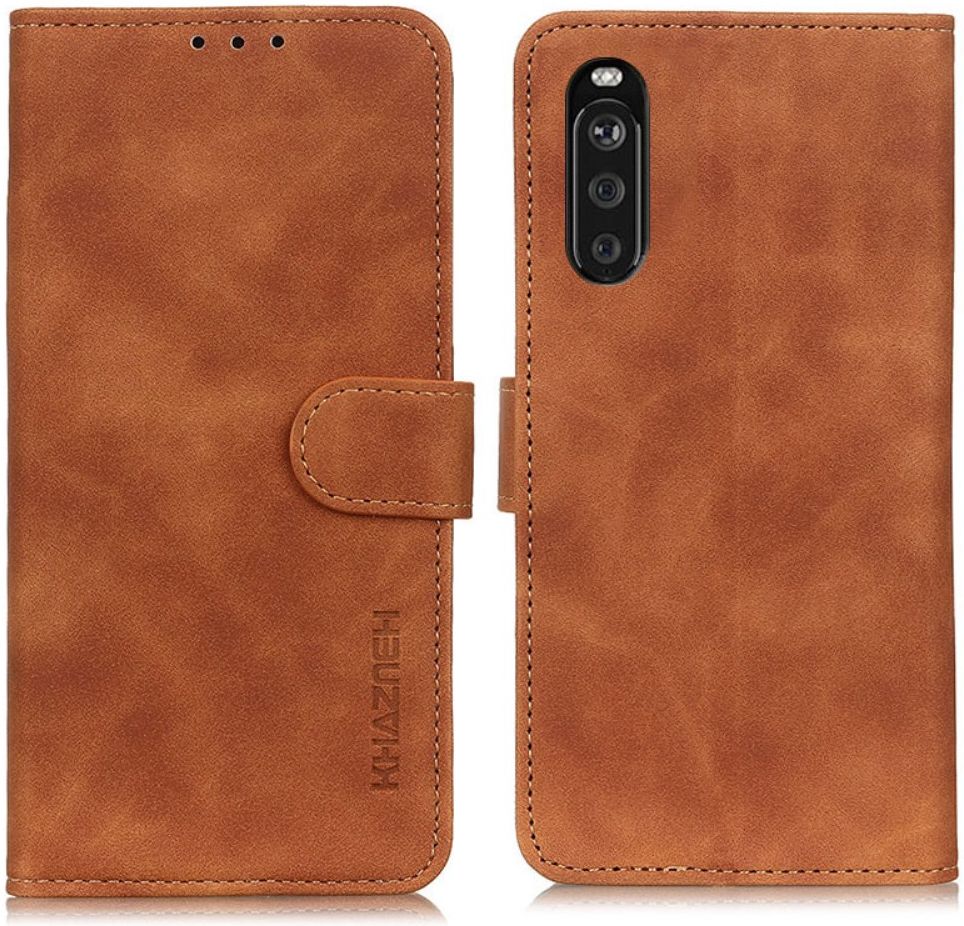 KHAZNEH Sony Xperia 10 III Hoesje Retro Wallet Book Case Bruin afbeelding 7