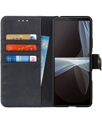 KHAZNEH Sony Xperia 10 III Hoesje Wallet Book Case Zwart Hoesjes